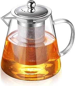 TAPIT Glass Teapot with Removable Stainless Steel Infuser Tea Pot 32oz/950ml Tea Kettle Stovetop Safe Blooming and Loose Leaf Tea Maker Set for Loose Leaf Tea & Blooming Tea (32oz/ 950ml)