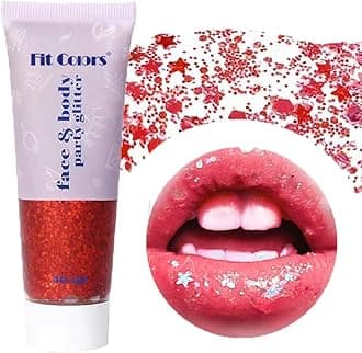 Red Face Glitter Gel,Halloween Singer Concerts Rave Accessories,Music Festival Body Glitter Gel,Christmas Sequins Face Glitter Paint Makeup,Sparkling Hair Chunky Glitter for Women,50ML
