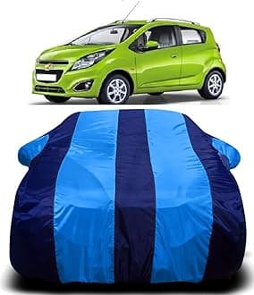 VOZOS® All Accessories Waterproof Car Body Cover Compatible with Chevrolet Beat Captiva Dust Proof Rain Cover Protects from Sunlight | Blue Stripes