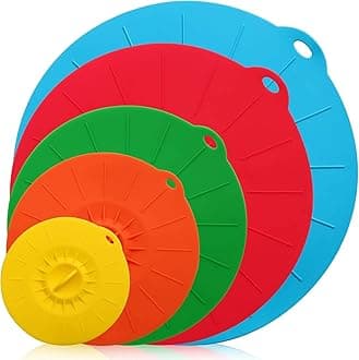 Silicone Suction Lids, 5 Sizes Colorful Food Cover, Reusable Suction Seal Heat Resistant Microwave Lids for Cups, Bowls, Plate, Pots, Pans, Skillets, Stove Top, Oven, Fridge, BPA Free