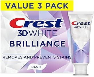 3D White Brilliance Bright Mint Teeth Whitening Toothpaste, 4.3 oz Pack of 3, 100% More Surface Stain Removal, 24 Hour Active Stain Prevention, Whiter Teeth in 3 Days