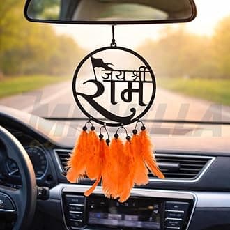 M H Villa Shree Ram Dream Catcher for Rearview Charm, Spiritual Car Decoration Items Interior Accent, Elegant Car Hanging Accessories Interior for Positive Vibes, Stylish Car Mirror Hanging Gift
