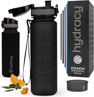 Hydracy Water Bottle with Time Marker - 500 ml 17 Oz BPA Free Water Bottle - Leak Proof & No Sweat Gym Bottle with Fruit Infuser Strainer - Ideal for Fitness or Sports & Outdoors - Space Grey
