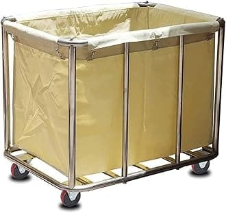 Large Laundry Cart With Wheels Heavy Duty Rolling Storage Basket Organizer 330Lb Load Truck for Large Family or Commercial Hotels and Hospital Laundry Room Transport Clothes and Linen Material,Beige