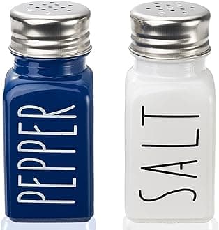 Farmhouse Salt And Pepper Shakers Set, Kitchen Decor, Glass Salt And Pepper Shakers Set, Cute Salt Shaker, Gift For Women, Kitchen Decor, Home Decor, Wedding Decor，No Words Rubbing Off (BLUE)