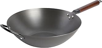 Carbon Steel Flat Bottom Wok and Stir Fry Pan, 14-Inch