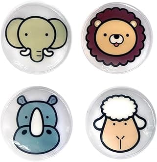 Boo Boo Hot Cold Ice Packs for Pain Relief, Lunch Bags Ice Packs, Reusable Gel Ice Pack for Kids Injuries, Fever, Wisdom Teeth, Tired Eyes, Headaches, Gel Bead Wrap (Set of 4 Animals)