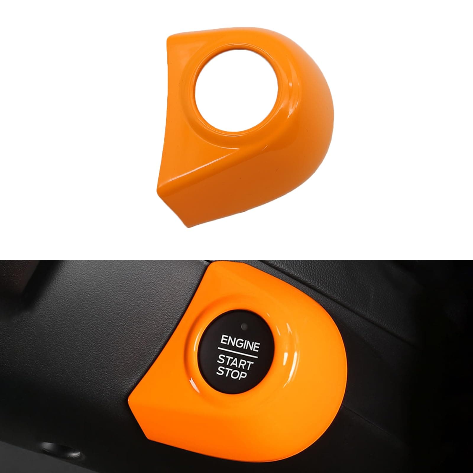 Car Engine Start Stop Push Start Button Cover Trim Compatible with 2024 2025 Ford Ranger XL XLT Lariat Raptor, Start Cover Car Power Control Trim Ignition Starter Switch Cover (Orange)