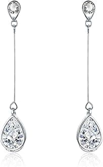 Cubic Zirconia Teardrop Earrings, Diamond Earrings, Wedding Earrings for Brides Bridesmaids, Bridal Dangle Earrings, Teardrop Crystal Drop earrings for Women Jewelry Gifts