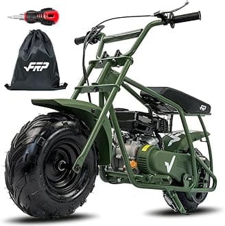 FRP Mini Dirt Bike GMB100 Basic, New 99CC Gas Powered Mini Bike 4-Stroke 3HP, Off-Road for Kids/Adult, Trail Up to 28 Mph, Weight Support Up to 220 LBS,Green