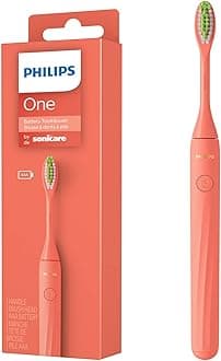 Philips One Electric Toothbrush by Sonicare I No 1 Dentist Recommended Sonic Toothbrush I 90 Days Battery Life I 13000 Micro Vibrating Bristles for Gentle Cleaning & Brighter Smile I Sleek & Lightweight - HY1100/51 – Orange