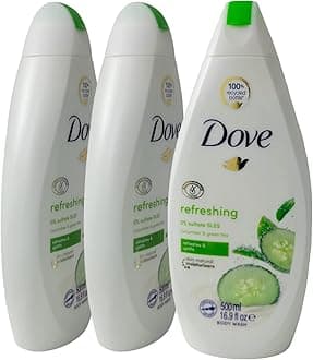 Dove 3 Nourishing And Restore Body Wash 16.9Oz, Go Freash-Cucumber & Green Tea)