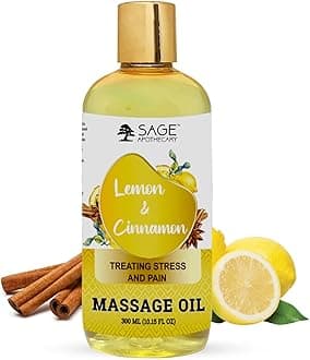 Sage Apothecary Lemon Cinnamon Massage Oil for Relaxed & Replenished Skin | No Parabens & Sulphates | Cruelty Free & Vegan Pure Natural Ingredients 300 ml