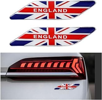 2 PCS 3D Tricolor Flag Emblem, Car Exterior Emblem Badge Sticker Decal, Vehicle Fender Bumper Decals, 3D Aluminum Declaration Badge for All Models, Universal Car Accessories (UK Red & Blue)