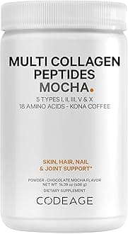 Multi Collagen Peptides Protein Powder, Chocolate Mocha Instant Coffee - Low Calories Drink & Shake - Hydrolyzed Collagen Type I, II, III, V & X - Grass-Fed, Pasture-Raised, Non-GMO - 14.39 oz