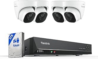 8CH 5MP PoE Home Security Camera System, 4 Wired Outdoor IP Cameras, 8 Channel NVR With 2TB HDD for 24/7 Recording RLK8-520D4-5MP