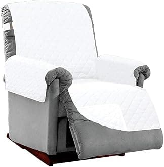 Sofa Shield Recliner Slip Cover with Patented Strap, Cushion Protector, US Designed Reversible Stain and Dog Tear Resistant Slipcover, 28 inch Seat, Washable Covers for Dogs Pets Kids, White