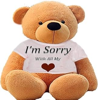 Hug'n'Feel® Soft Toys Big Teddy Bear Wearing I am Sorry with All T-Shirt 6 feet Brown_T Shirt_I am Sorry with All Plush & Stuffed Toys
