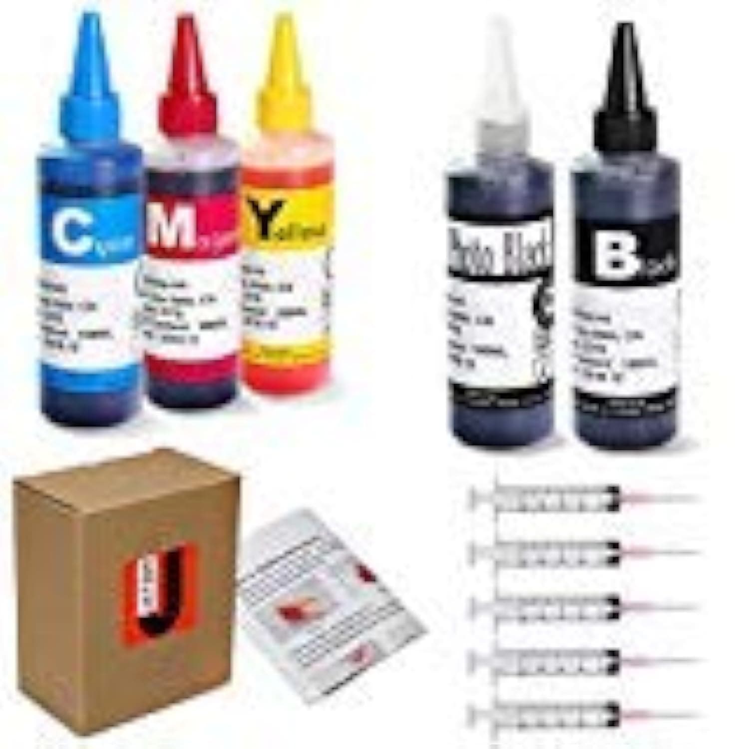 JETSIR Compatible Ink Refill kit for Canon PGI-280 CLI-281 PGI-270 CLI-271 PGI-250 CLI-251 PGI225 CLI226 with Syringe and Instruction, 5 Bottles (1 Black, 1 Cyan, 1 Magenta, 1 Yellow, 1 Photo Black)