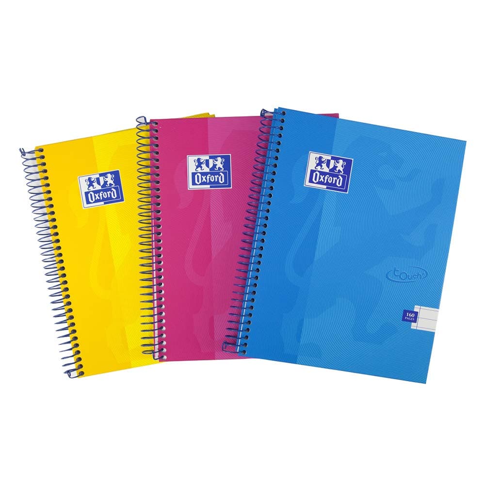 OxfordTouch A5 160 Page Wirebound Hardback Notebook Assorted Colours, Pack of 3, 400130273
