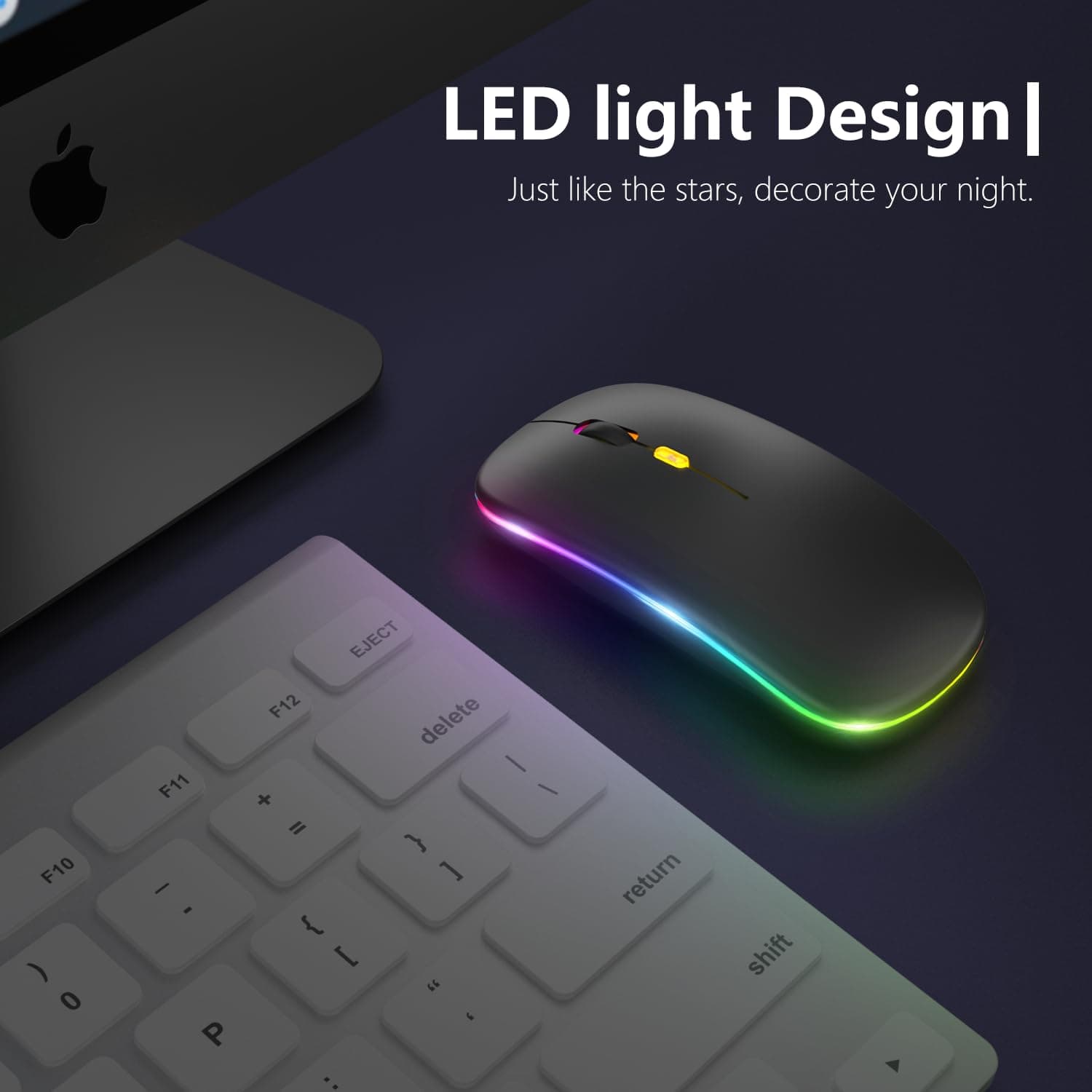 Upgrade LED Wireless Slim Silent Computer Mouse, 2.4G Portable Optical Office Mouse with USB & Type-c Receiver, 3 Adjustable DPI Levels for Notebook, PC, Laptop, MacBook