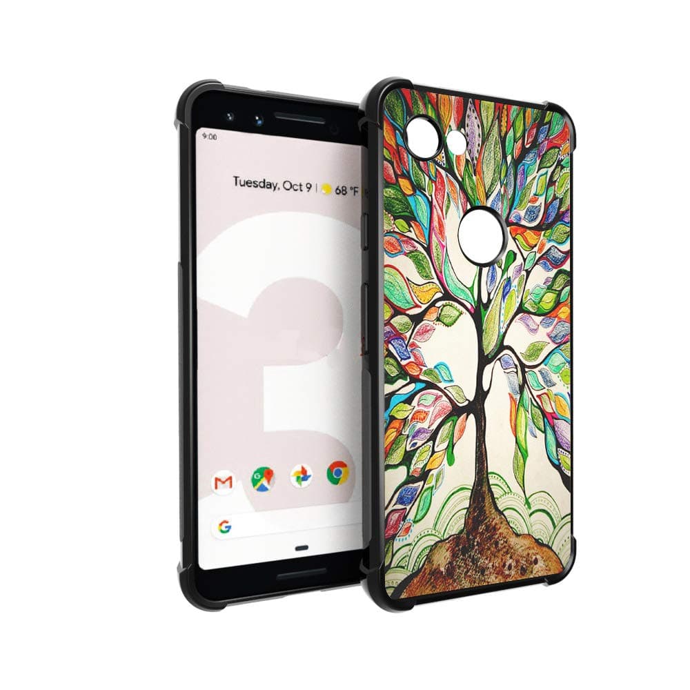 BYBART Google Pixel 3a XL Case, [Scratch Resistance + Shock Absorption] Slim Flexible Protective Silicone Cover Phone Case for Google Pixel 3a XL - Colorful Tree