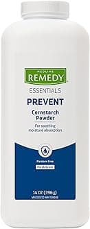 Medline Remedy Essentials Cornstarch Powder (14 oz Bottle), Fresh Scent, Talc Free, Shaker Top, Skin Care, Absorbs Sweat, Soothes, Reduces Friction & Chafing, For Adults, Feet, Groin