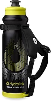 Tempo Pro 400ml - Handheld Running Squeeze Bottle for Training and Race Day Hydration with Removable Strap (400ml/13oz) - Black