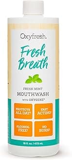 Fresh Mint Mouthwash: For Long-Lasting Fresh Breath & Healthy Gums. Dentist recommended. No Artificial Colors, Alcohol-Free, 16oz