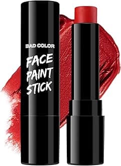 BADCOLOR Red Face Body Paint Eye Black Stick, Cream Blendable Face Painting Sticks for Sports Softball Football Baseball, Facepaint for Halloween Clown Joker Devil Cosplay Costume Parties Events