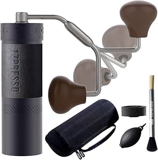 1Zpresso J-Max S Manual Coffee Grinder Iron Gray, Coated Conical Burr,Foldable Handle, Magnet Catch Cup Capacity40g, Numerical Adjustable Finely Setting, Faster Grinding Efficiency ideal for Espresso