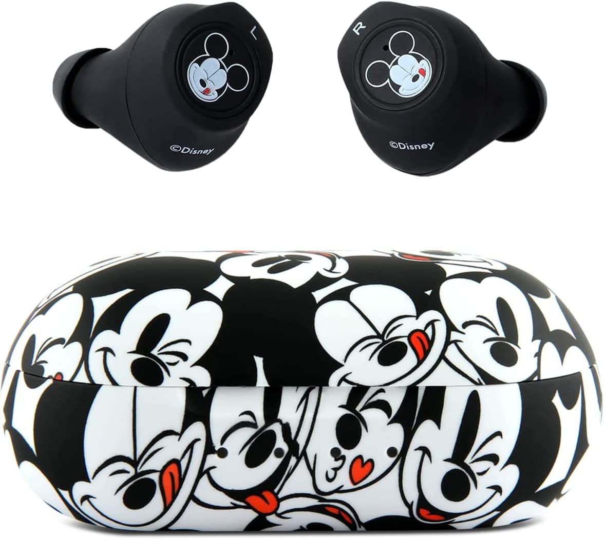 - Disney Mickey Mouse Bluetooth Earbuds with Charging Case- Bluetooth Wireless Headset with Built-in Mic and 30 Hours of Playtime- Mickey Mouse Gifts for Women, Men and All Fans of Disney Gifts
