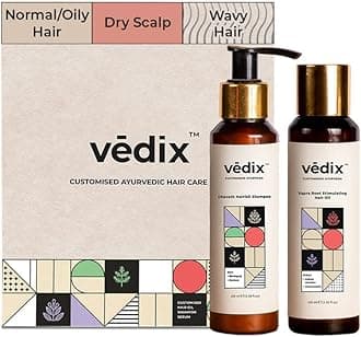Vedix Vapra Hair Oil & Dhavath Shampoo | Ayurvedic Combo of Root Stimulating Oil & Shampoo For Hairfall | For Dry Scalp & Wavy Hair (100 ml + 100 ml)