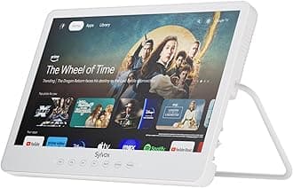 15.6'' Portable Smart TV 12 Volt Television, 10000mAH Battery Powered IP66 Waterproof Dual Speakers Wireless WiFi 300nits Small Outdoor TVs, for RV Camping Pool Bathroom Kitchen Bedroom