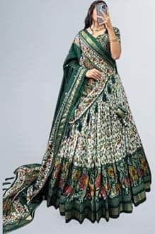Women's Trending Designeer Tussar Silk With Foiil Print and bandhani Print Lehenga Choli