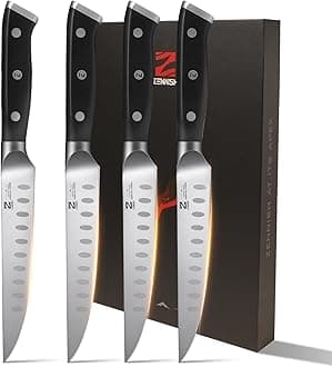 Steak Knives, 5 Inch Steak Knives Set of 4, High-Carbon 1.4116 German Steel, Full Tang Ergonomic G10 Handle with Premium Gift Box