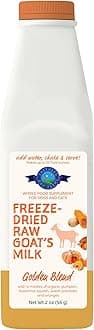Shepherd Boy Farms Freeze Dried Raw Goats Milk with Probiotics for Dogs & Cats (Golden Blend), Organic USA Veggies & Fruits, High Protein, Digestible Goat Milk Powder, Food Toppers - Makes 32 FL OZ