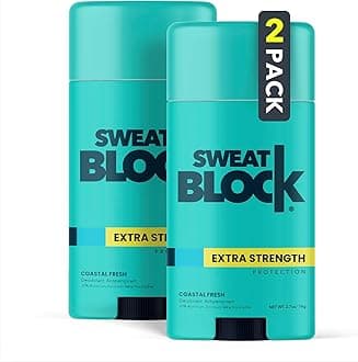 SweatBlock Deodorant Antiperspirant for Women & Men - 24-Hour High Degree Sweat & Odor Protection - Non-Irritating Smooth Glide - Coastal Fresh Scent (2 Pack)