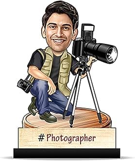 Personalized Photographer Caricature Cutout (Wooden, 8inch x 5inch, Multicolour) CA0056