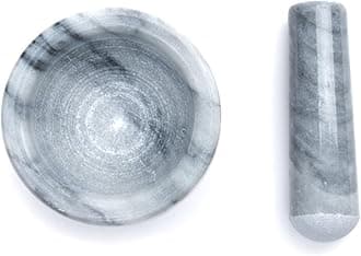 Fox Run Small Marble Mortar and Pestle Set, White, 3.5"