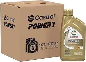 Castrol 06113 Power1 4T 5W-40 Synthetic Motorcycle Oil, 1 Quart Bottle, 6 Pack