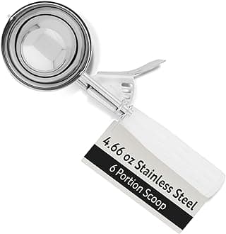 Restaurantware #6 (4.66 oz) Disher, Scoop, Food Scoop, Ice Cream Scoop, Portion Control - White Handle, Stainless Steel, Met Lux - 1ct Box - Restaurantware