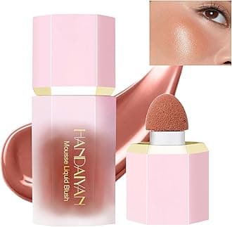 Liquid Blush Face Blusher Rouge Natural Smooth Blusher Pigment Long Lasting Creamy Soft Cheek Multi-purpose Stick Makeup With Cushion Cosmetics Liquid Facial Blush(Chocolate)