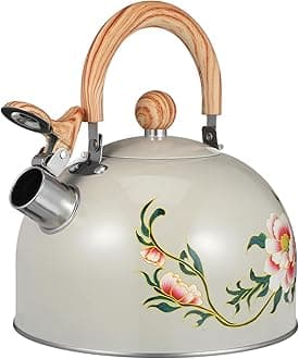 Zerodeko Kettle Stainless Teapot Flower with Enameled Boiling Tea Pots Cute Fellow Water Decorative Retro Floral for Heating and PVC