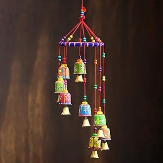 eCraftIndia Multicolour Handcrafted Decorative Window Door Wall Hanging Bells Wind Chimes Decorative Showpiece| Diwali Decoration Items for Home Decor| Gift for Diwali Navratri Housewarming