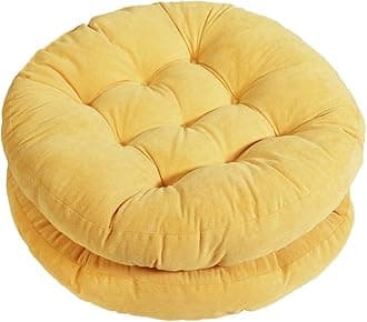 TiitaSolid Papasan Patio Seat Cushion Round Chair Pad Home Floor Cushion 22 Inch Set of 2 Throw Pillows Indoor/Outdoor (Yellow, 22 x 22 x 4 Inches), AJ000014
