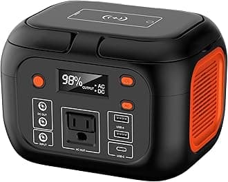 ENOFLO Portable Power Station 97Wh Backup Lithium Battery, Solar Generator Power Bank Station Fasting Charging 150W with Wireless Charging LED Flashlight Power Supply for Home Camping RV Emergency