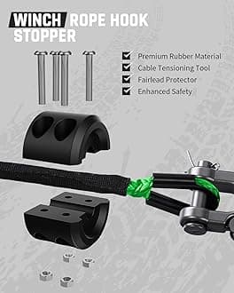 DAYDOOR Synthetic Winch Rope Kit, 1/4'' x 50ft 10,000LBS Synthetic Winch Line with Forged Winch Hook, Rubber Stopper and Safety Pull Strap, Ideal Winch Cable Line for 4WD ATV UTV Vehicles