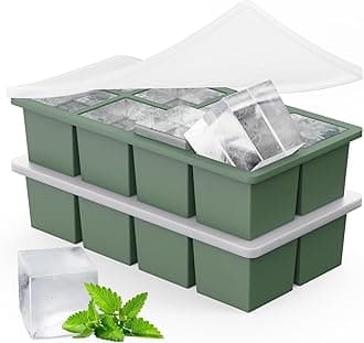 Large Ice Cube Trays, Big Silicone Ice Cube Trays 2Inch - Huge Square Ice Cubed Tray for drink (Green,1pcs)