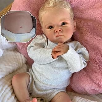 RXDOLL Waterproof Reborn Baby Dolls Silicone Full Body Vinyl Boy 18 Inch Realistic Newborn Baby Dolls Anatomically Correct Real Looking Baby Doll with Blue Eyes Blonde Hair